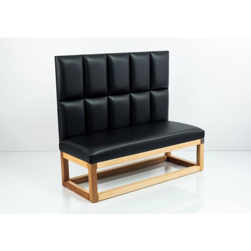 Ławka z Panelem Ściennym Gładkim Siedzisko Gładkie Ekoskóra Czarna LPPK-107 Rozmiary od 50 cm do 100 cm