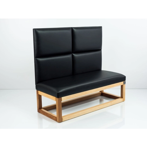 Ławka z Panelem Ściennym Gładkim Siedzisko Gładkie Ekoskóra Czarna LPPK-108 Rozmiary od 50 cm do 100 cm