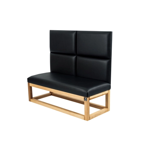 Ławka z Panelem Ściennym Gładkim Siedzisko Gładkie Ekoskóra Czarna LPPK-108 Rozmiary od 50 cm do 100 cm