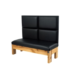 Ławka z Panelem Ściennym Gładkim Siedzisko Gładkie Ekoskóra Czarna LPPK-109 Rozmiary od 50 cm do 100 cm