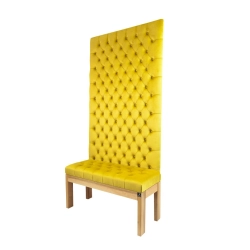 Ławka z Panelem Ściennym Pikowanym Siedzisko Pikowane Cytrynowa Żółcień LPPK-11 Rozmiary od 50 cm do 100 cm
