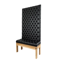 Ławka z Panelem Ściennym Pikowanym Siedzisko Ekoskóra Czarna LPPK-11 Rozmiary od 50 cm do 100 cm