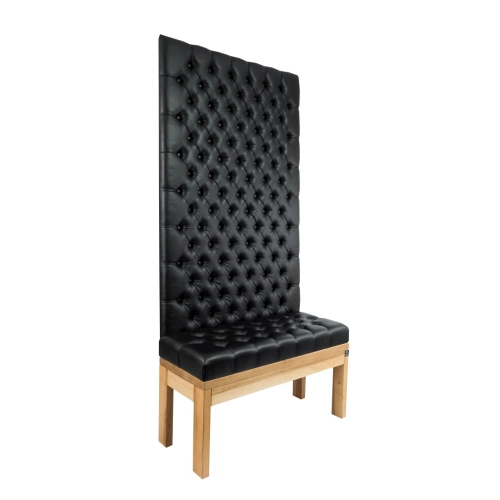 Ławka z Panelem Ściennym Pikowanym Siedzisko Ekoskóra Czarna LPPK-11 Rozmiary od 50 cm do 100 cm