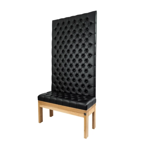 Ławka z Panelem Ściennym Pikowanym Siedzisko Ekoskóra Czarna LPPK-11 Rozmiary od 50 cm do 100 cm