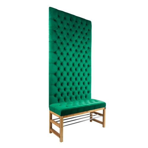 Ławka z Panelem Ściennym Pikowanym Siedzisko Pikowane Butelkowa Zieleń LPPK-13 Rozmiary od 50 cm do 100 cm