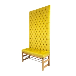 Ławka z Panelem Ściennym Pikowanym Siedzisko Pikowane Cytrynowa Żółcień LPPK-13 Rozmiary od 50 cm do 100 cm