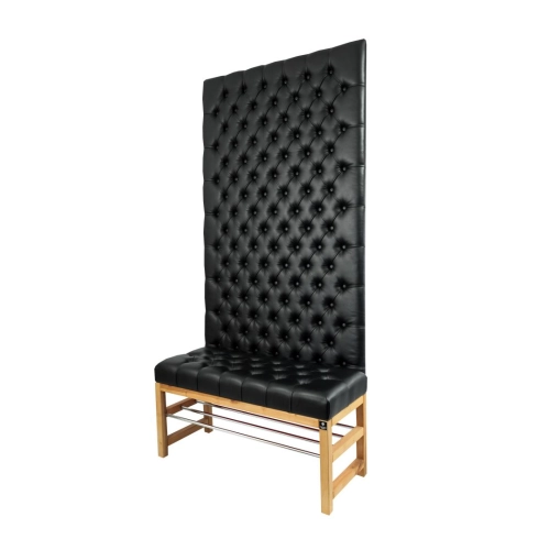 Ławka z Panelem Ściennym Pikowanym Siedzisko Pikowane Ekoskóra Czarna LPPK-13 Rozmiary od 50 cm do 100 cm