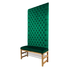 Ławka z Panelem Ściennym Pikowanym Siedzisko Gładkie Butelkowa Zieleń LPPK-14 Rozmiary od 50 cm do 100 cm