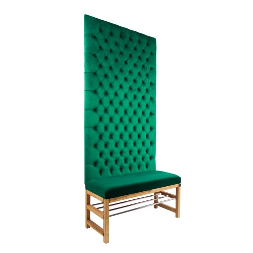 Ławka z Panelem Ściennym Pikowanym Siedzisko Gładkie Butelkowa Zieleń LPPK-14 Rozmiary od 50 cm do 100 cm