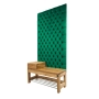Ławka z Panelem Ściennym Pikowanym Butelkowa Zieleń Siedzisko  Drewno Lite LPPK-18 Rozmiary od 50 cm do 100 cm