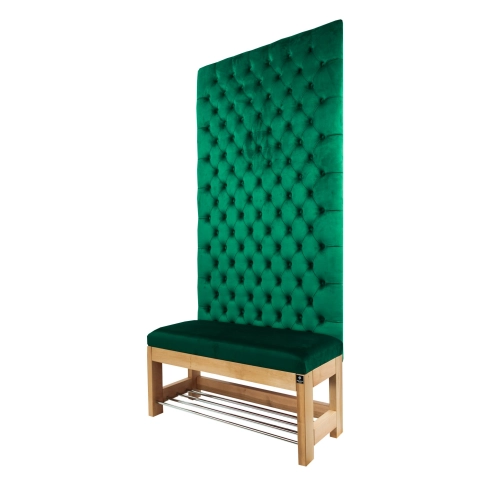 Ławka z Panelem Ściennym Pikowanym Siedzisko Gładkie Butelkowa Zieleń LPPK-19 Rozmiary od 50 cm do 100 cm