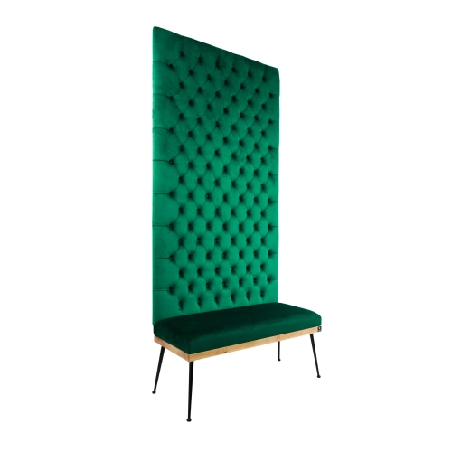 Ławka z Panelem Ściennym Pikowanym Siedzisko Gładkie Butelkowa Zieleń LPPK-2 Rozmiary od 50 cm do 100 cm