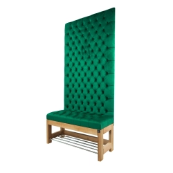 Ławka z Panelem Ściennym Pikowanym Siedzisko Pikowane Butelkowa Zieleń LPPK-20 Rozmiary od 50 cm do 100 cm