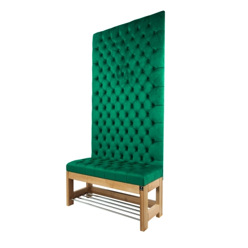 Ławka z Panelem Ściennym Pikowanym Siedzisko Pikowane Butelkowa Zieleń LPPK-20 Rozmiary od 50 cm do 100 cm