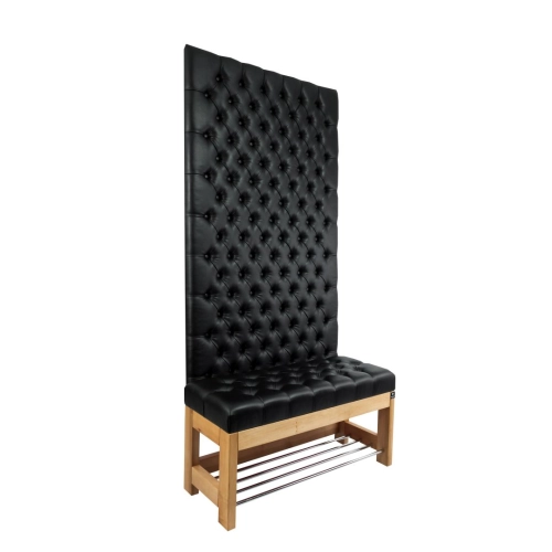 Ławka z Panelem Ściennym Pikowanym Siedzisko Pikowane Czarna Ekoskóra LPPK-20 Rozmiary od 50 cm do 100 cm