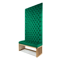 Ławka z Panelem Ściennym Pikowanym Siedzisko Pikowane Butelkowa Zieleń LPPK-21 Rozmiary od 50 cm do 100 cm