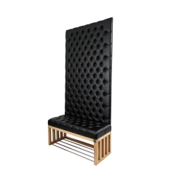 Ławka z Panelem Ściennym Pikowanym Siedzisko Pikowane Czarna Ekoskóra LPPK-21 Rozmiary od 50 cm do 100 cm