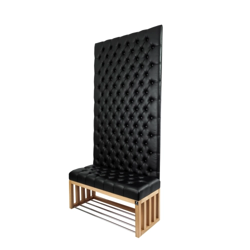 Ławka z Panelem Ściennym Pikowanym Siedzisko Pikowane Czarna Ekoskóra LPPK-21 Rozmiary od 50 cm do 100 cm