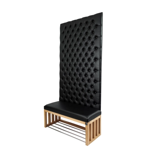 Ławka z Panelem Ściennym Pikowanym Siedzisko Gładkie Czarna Ekoskóra LPPK-22 Rozmiary od 50 cm do 100 cm