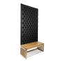 Ławka z Panelem Ściennym Pikowanym Czarna Ekoskóra Siedzisko Drewno Lite LPPK-23 Rozmiary od 50 cm do 100 cm