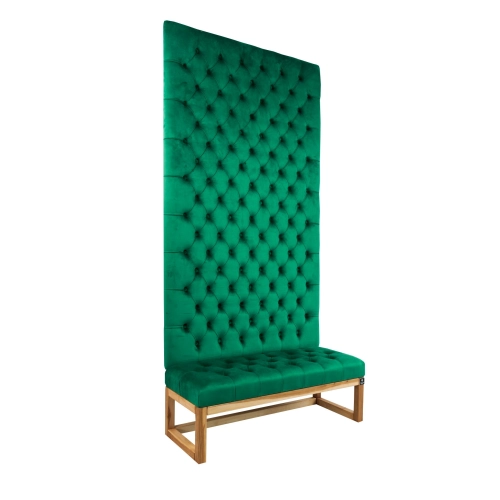 Ławka z Panelem Ściennym Pikowanym Siedzisko Pikowane Butelkowa Zieleń LPPK-25 Rozmiary od 50 cm do 100 cm