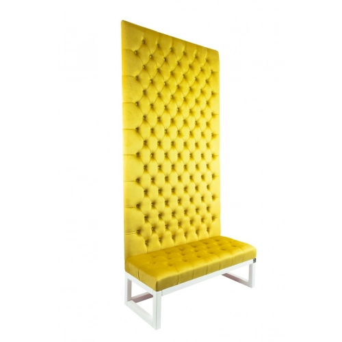 Ławka z Panelem Ściennym Pikowanym Siedzisko Pikowane Cytrynowa Żółcień LPPK-25 Rozmiary od 50 cm do 100 cm