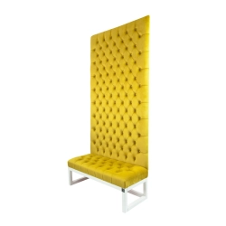 Ławka z Panelem Ściennym Pikowanym Siedzisko Pikowane Cytrynowa Żółcień LPPK-25 Rozmiary od 50 cm do 100 cm