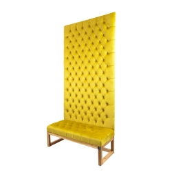 Ławka z Panelem Ściennym Pikowanym Siedzisko Pikowane Cytrynowa Żółcień LPPK-25 Rozmiary od 50 cm do 100 cm