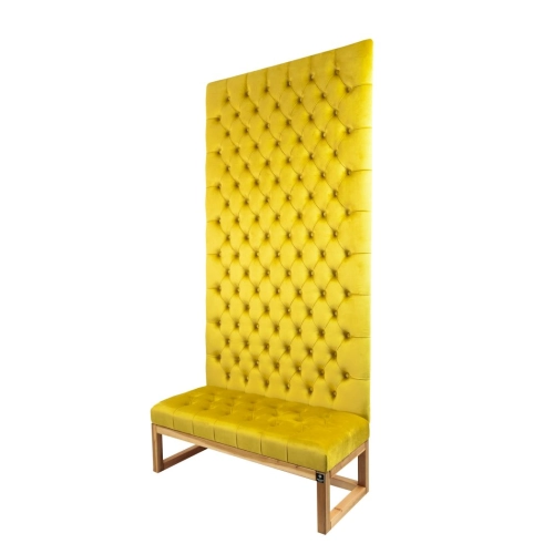 Ławka z Panelem Ściennym Pikowanym Siedzisko Pikowane Cytrynowa Żółcień LPPK-25 Rozmiary od 50 cm do 100 cm