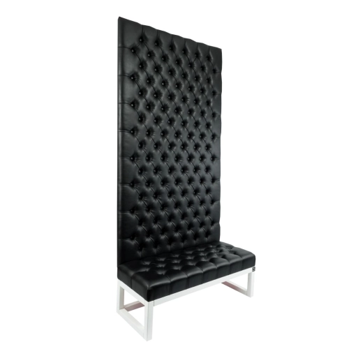 Ławka z Panelem Ściennym Pikowanym Siedzisko Pikowane Ekoskóra Czarna LPPK-25 Rozmiary od 50 cm do 100 cm