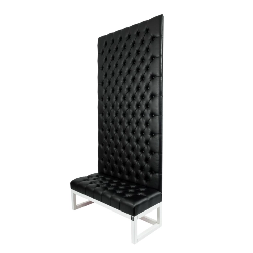 Ławka z Panelem Ściennym Pikowanym Siedzisko Pikowane Ekoskóra Czarna LPPK-25 Rozmiary od 50 cm do 100 cm