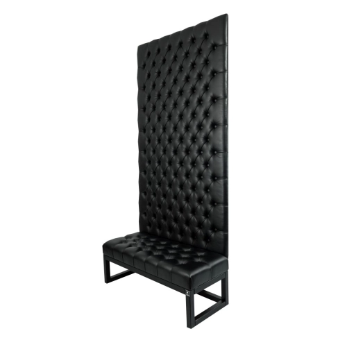 Ławka z Panelem Ściennym Pikowanym Siedzisko Pikowane Ekoskóra Czarna LPPK-25 Rozmiary od 50 cm do 100 cm