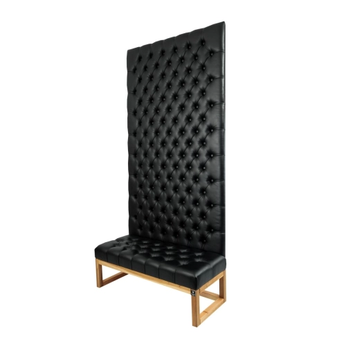 Ławka z Panelem Ściennym Pikowanym Siedzisko Pikowane Ekoskóra Czarna LPPK-25 Rozmiary od 50 cm do 100 cm