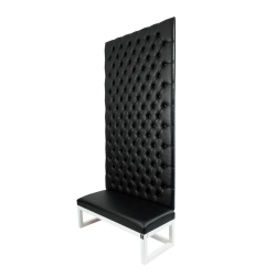 Ławka z Panelem Ściennym Pikowanym Siedzisko Gładkie Ekoskóra Czarna LPPK-26 Rozmiary od 50 cm do 100 cm