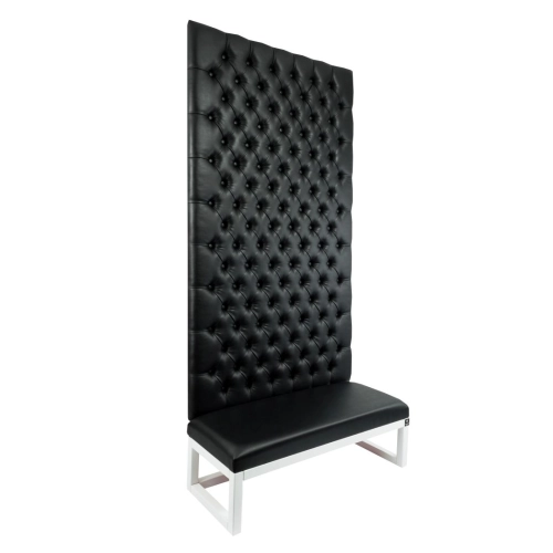 Ławka z Panelem Ściennym Pikowanym Siedzisko Gładkie Ekoskóra Czarna LPPK-26 Rozmiary od 50 cm do 100 cm