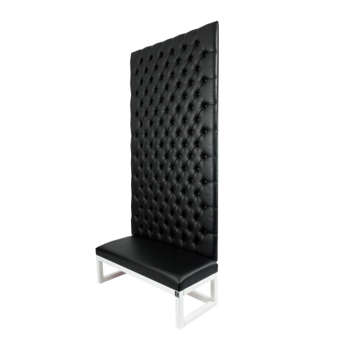 Ławka z Panelem Ściennym Pikowanym Siedzisko Gładkie Ekoskóra Czarna LPPK-26 Rozmiary od 50 cm do 100 cm