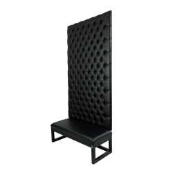 Ławka z Panelem Ściennym Pikowanym Siedzisko Gładkie Ekoskóra Czarna LPPK-26 Rozmiary od 50 cm do 100 cm