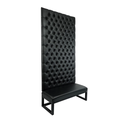 Ławka z Panelem Ściennym Pikowanym Siedzisko Gładkie Ekoskóra Czarna LPPK-26 Rozmiary od 50 cm do 100 cm