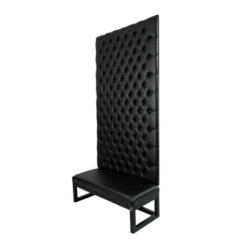 Ławka z Panelem Ściennym Pikowanym Siedzisko Gładkie Ekoskóra Czarna LPPK-26 Rozmiary od 50 cm do 100 cm