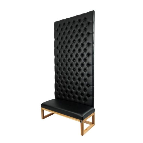 Ławka z Panelem Ściennym Pikowanym Siedzisko Gładkie Ekoskóra Czarna LPPK-26 Rozmiary od 50 cm do 100 cm