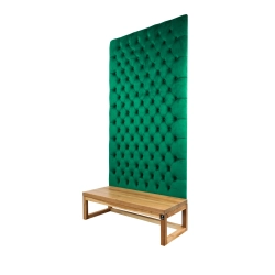 Ławka z Panelem Ściennym Pikowanym Butelkowa Zieleń Siedzisko  Drewno Lite LPPK-27 Rozmiary od 50 cm do 100 cm