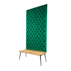 Ławka z Panelem Ściennym Pikowanym Butelkowa Zieleń Siedzisko  Drewno Lite LPPK-3 Rozmiary od 50 cm do 100 cm