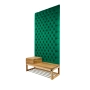 Ławka z Panelem Ściennym Pikowanym Butelkowa Zieleń Siedzisko  Drewno Lite LPPK-30 Rozmiary od 50 cm do 100 cm