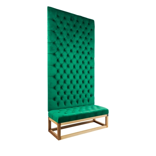 Ławka z Panelem Ściennym Pikowanym Siedzisko Pikowane Butelkowa Zieleń LPPK-33 Rozmiary od 50 cm do 100 cm