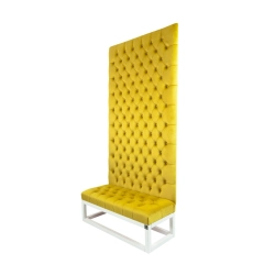 Ławka z Panelem Ściennym Pikowanym Siedzisko Pikowane Cytrynowa Żółcień LPPK-33 Rozmiary od 50 cm do 100 cm