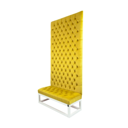 Ławka z Panelem Ściennym Pikowanym Siedzisko Pikowane Cytrynowa Żółcień LPPK-33 Rozmiary od 50 cm do 100 cm