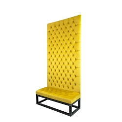Ławka z Panelem Ściennym Pikowanym Siedzisko Pikowane Cytrynowa Żółcień LPPK-33 Rozmiary od 50 cm do 100 cm