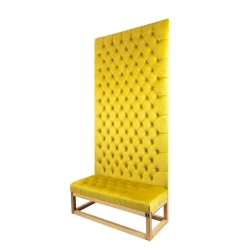 Ławka z Panelem Ściennym Pikowanym Siedzisko Pikowane Cytrynowa Żółcień LPPK-33 Rozmiary od 50 cm do 100 cm