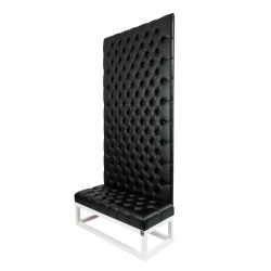 Ławka z Panelem Ściennym Pikowanym Siedzisko Pikowane Ekoskóra Czarna LPPK-33 Rozmiary od 50 cm do 100 cm