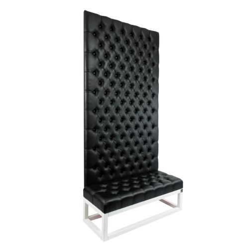 Ławka z Panelem Ściennym Pikowanym Siedzisko Pikowane Ekoskóra Czarna LPPK-33 Rozmiary od 50 cm do 100 cm